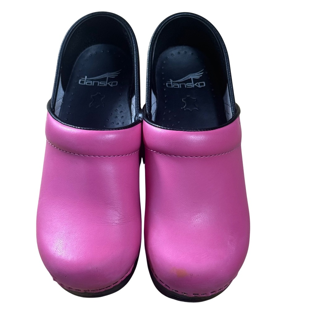 Dansko Professional Pink Leather Clogs Womens 35 Comfort Nursing Shoes Slip On